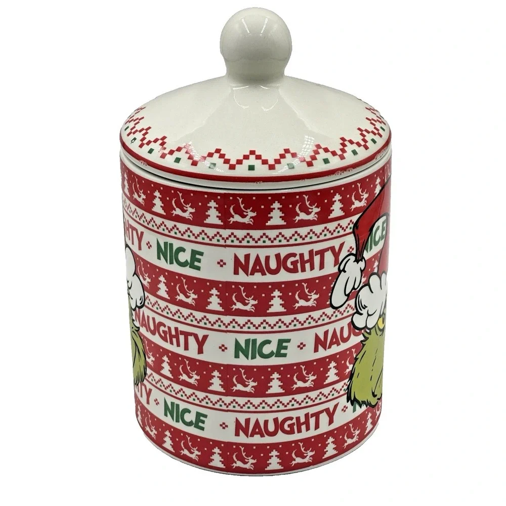 The Grinch Christmas Cookie Jar Zrike Brands Naughty Nice Ceramic Canister 2025